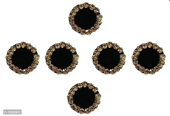 Sunaina New Love Collection Round elegant Black Bindi With Golden Stone For Women  Girls (Size-1(9MM))