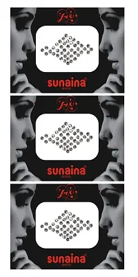 SUNAINA Love Collection Diamond Forehead White Bindis For Women  Girls (Pack Of 3)-thumb1