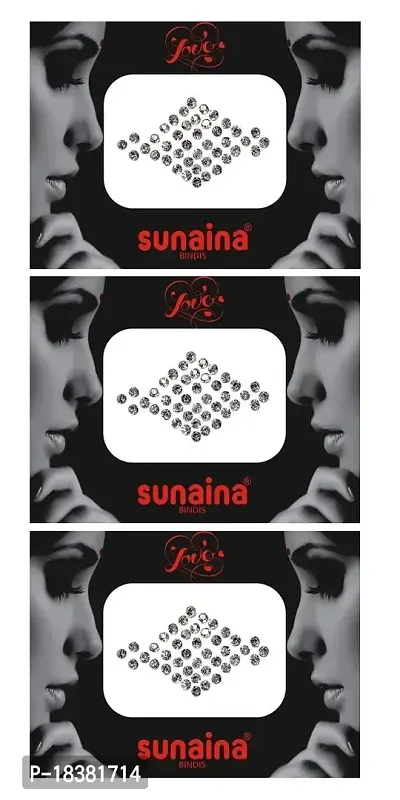 SUNAINA Love Collection Diamond Forehead White Bindis For Women  Girls (Pack Of 3)-thumb2