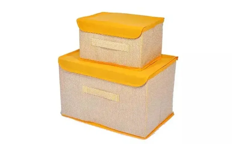 Storage boxes with lid | clothes toys books makeup organizer set of 2 | BIG 1 SMAll 1