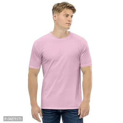 Stylish Pink Cotton Round Neck T-shirt For Men