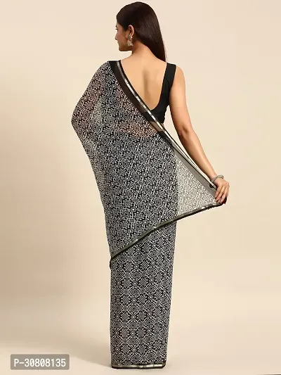 Stylish Grey Chiffon Saree With Blouse Piece For Women-thumb2