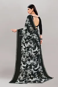 Stylish Black Georgette Saree With Blouse Piece For Women-thumb1