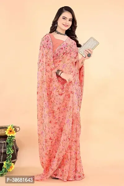 Stylish Pink Georgette Saree With Blouse Piece For Women-thumb4