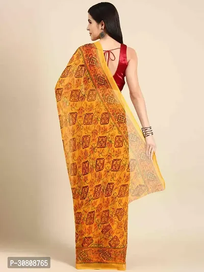 Stylish Yellow Chiffon Saree With Blouse Piece For Women-thumb2