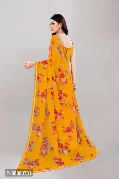 Stylish Yellow Georgette Saree With Blouse Piece For Women-thumb3