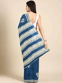 Stylish Blue Silk Blend Saree With Blouse Piece For Women-thumb1