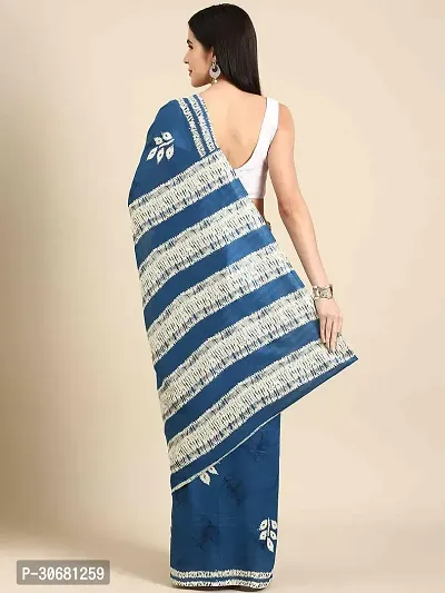 Stylish Blue Silk Blend Saree With Blouse Piece For Women-thumb2