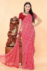 Stylish Red Georgette Saree With Blouse Piece For Women-thumb1