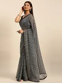 Stylish Grey Chiffon Saree With Blouse Piece For Women-thumb3