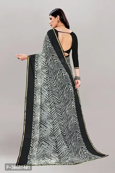 Stylish Grey Georgette Saree With Blouse Piece For Women-thumb2