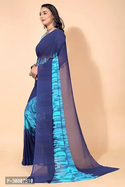 Stylish Blue Georgette Saree Without Blouse Piece For Women-thumb4