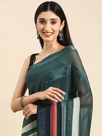 Stylish Sea Green Chiffon Saree With Blouse Piece For Women-thumb2