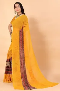 Stylish Yellow Georgette Saree Without Blouse Piece For Women-thumb3