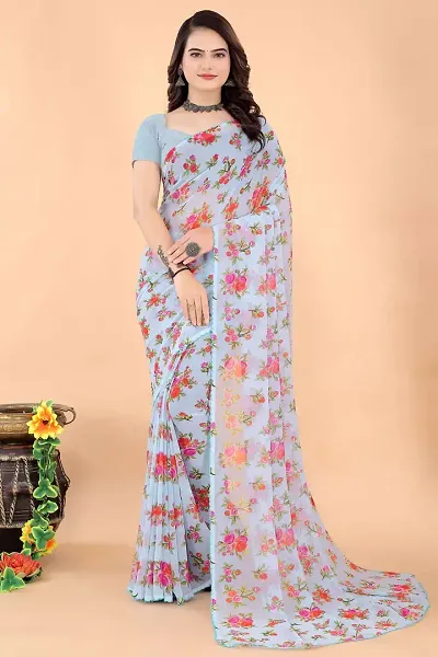 Trendy Georgette Sarees With Blouse Piece