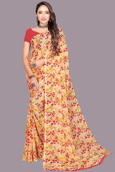 Stylish Georgette Saree with Blouse piece For Women