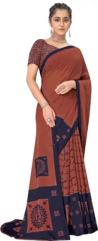 Stylish Brown Georgette Saree With Blouse Piece For Women-thumb2