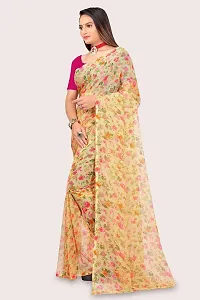 Stylish Yellow Georgette Saree Without Blouse Piece For Women-thumb2