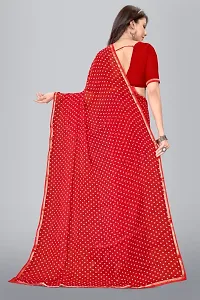 Stylish Red Chiffon Saree With Blouse Piece For Women-thumb1