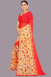 Stylish Red Chiffon Saree With Blouse Piece For Women-thumb2