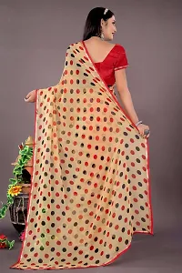 Stylish Beige Georgette Saree With Blouse Piece For Women-thumb1