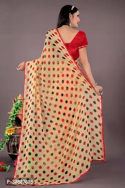 Stylish Beige Georgette Saree With Blouse Piece For Women-thumb2