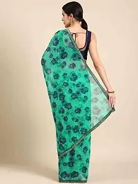 Stylish Green Georgette Saree With Blouse Piece For Women-thumb1