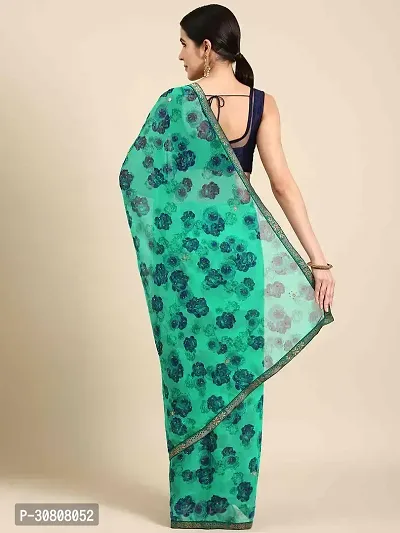 Stylish Green Georgette Saree With Blouse Piece For Women-thumb2