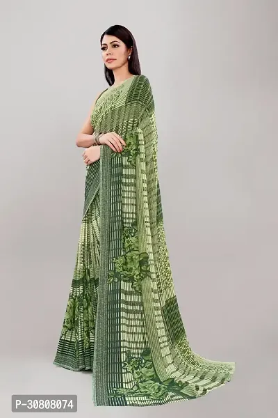 Stylish Green Georgette Saree With Blouse Piece For Women-thumb3