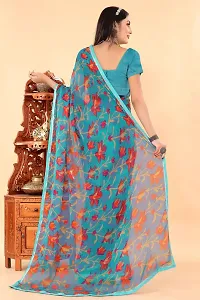 Stylish Turquoise Georgette Saree With Blouse Piece For Women-thumb2