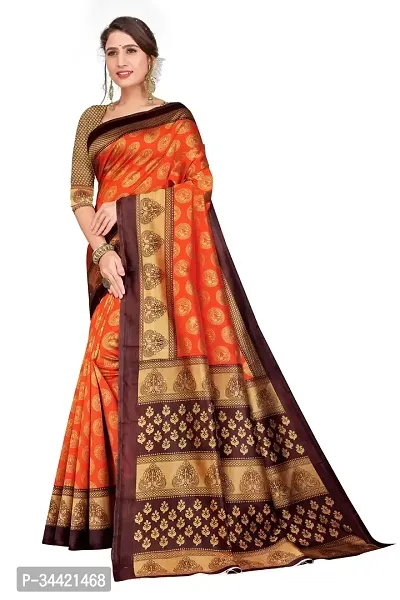 Beautiful Art Silk Printed Women Saree with Blouse Piece