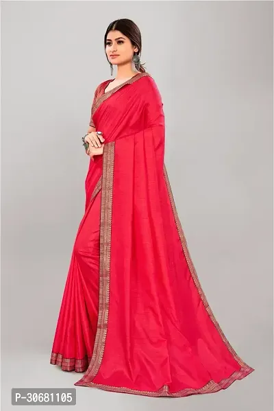 Stylish Pink Silk Blend Saree With Blouse Piece For Women-thumb4