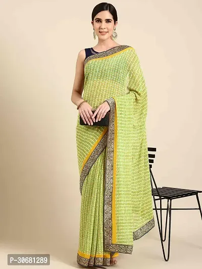 Stylish Green Georgette Saree With Blouse Piece For Women-thumb0