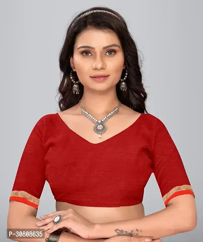 Stylish Red Chiffon Saree With Blouse Piece For Women-thumb5