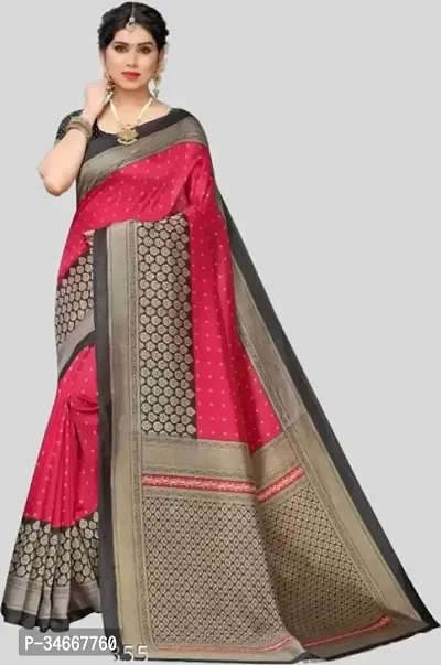 Stylish Red Art Silk Printed Saree with Blouse Piece For Women