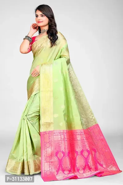 Stylish Green Art Silk Jacquard Saree with Blouse piece For Women-thumb4