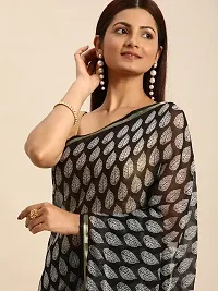 Stylish Grey Chiffon Saree With Blouse Piece For Women-thumb3