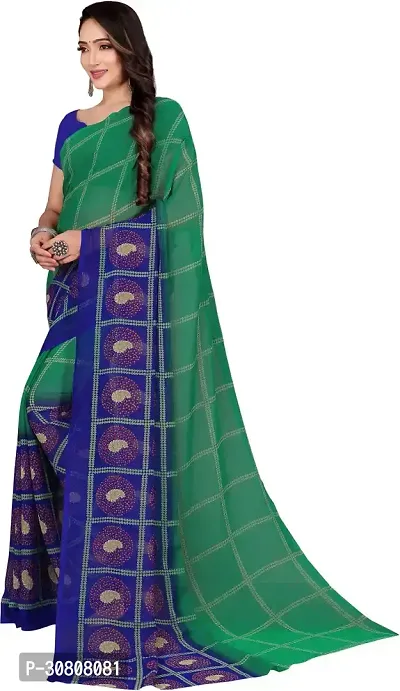 Stylish Green Georgette Saree With Blouse Piece For Women-thumb4