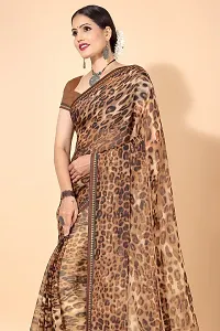 Stylish Brown Georgette Saree With Blouse Piece For Women-thumb3