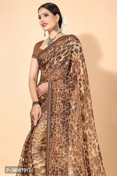 Stylish Brown Georgette Saree With Blouse Piece For Women-thumb4