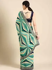 Stylish Green Georgette Saree With Blouse Piece For Women-thumb1