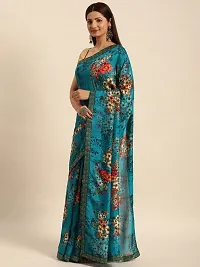 Stylish Blue Chiffon Saree With Blouse Piece For Women-thumb1