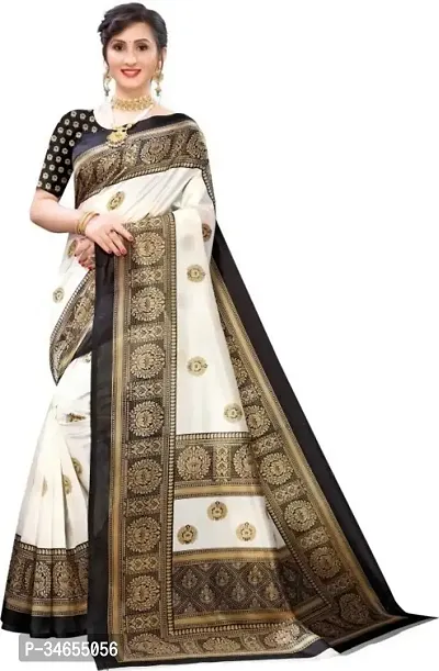 Elegant Multicoloured Art Silk Printed Saree With Blouse Piece For Women-thumb0