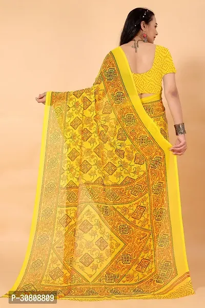 Stylish Yellow Georgette Saree Without Blouse Piece For Women-thumb2