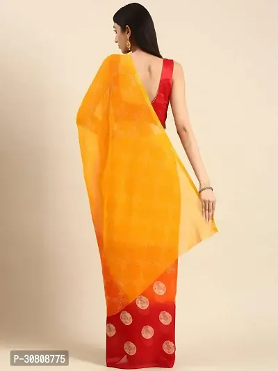 Stylish Yellow Chiffon Saree With Blouse Piece For Women-thumb2