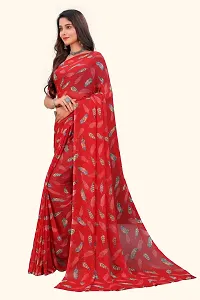 Stylish Red Georgette Saree With Blouse Piece For Women-thumb2