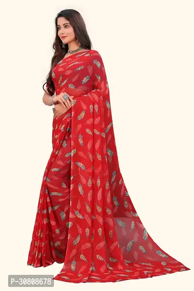 Stylish Red Georgette Saree With Blouse Piece For Women-thumb3