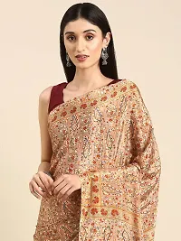 Stylish Beige Chiffon Saree With Blouse Piece For Women-thumb2