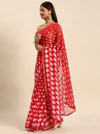 Stylish Red Chiffon Saree With Blouse Piece For Women-thumb2