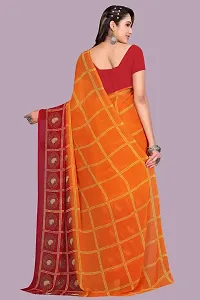 Stylish Orange Chiffon Saree With Blouse Piece For Women-thumb1